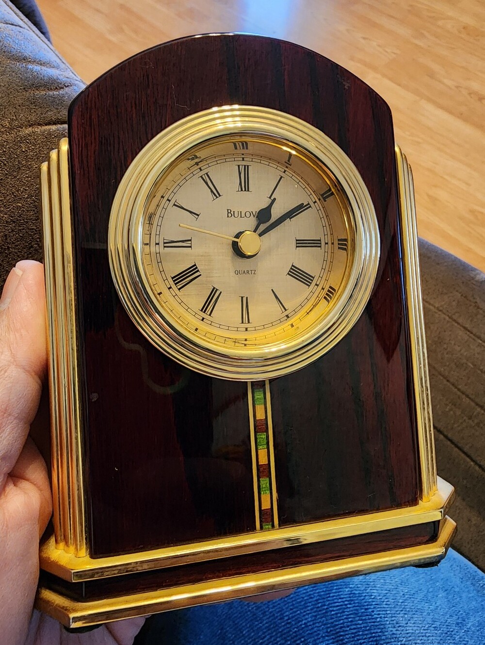 VINTAGE Bulova Desk Clock Quartz 5" Movt Taiwan Case China
